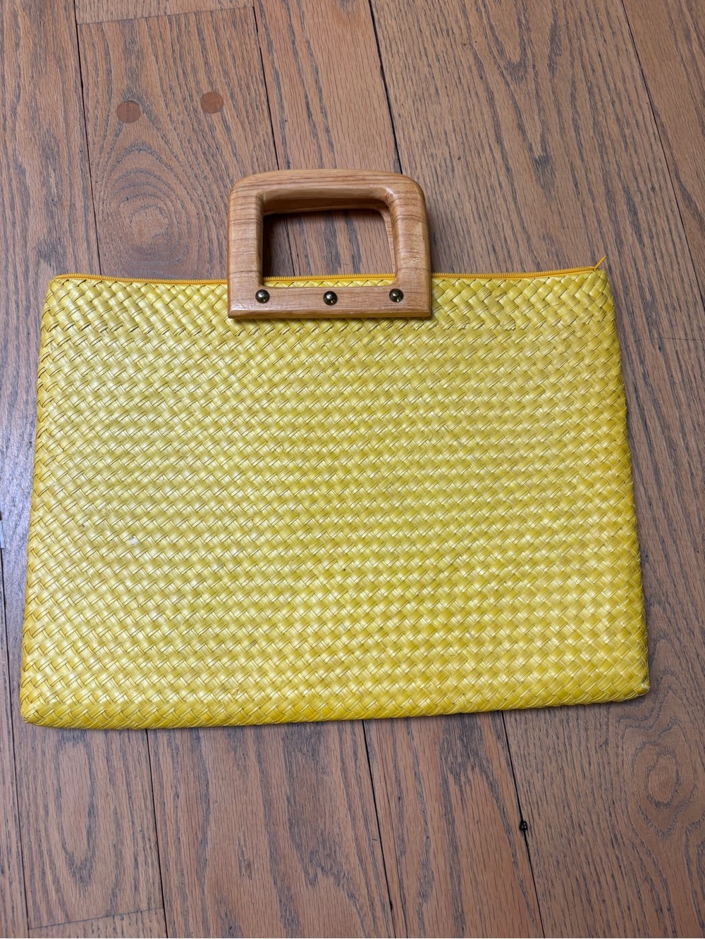 Vintage 1960s Yellow Woven Top-Handle Women’s Bag